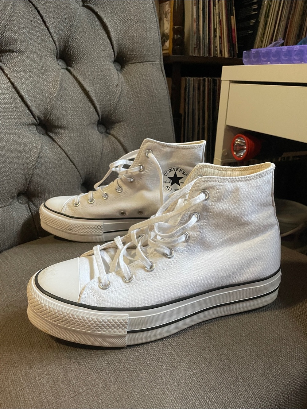 Converse White High Top Platform Sneakers